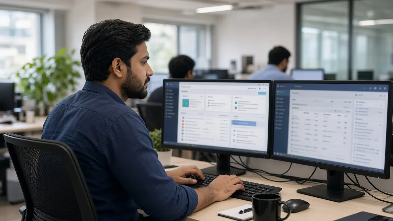 Cloud architect reviewing a multi-tenant SaaS platform dashboard